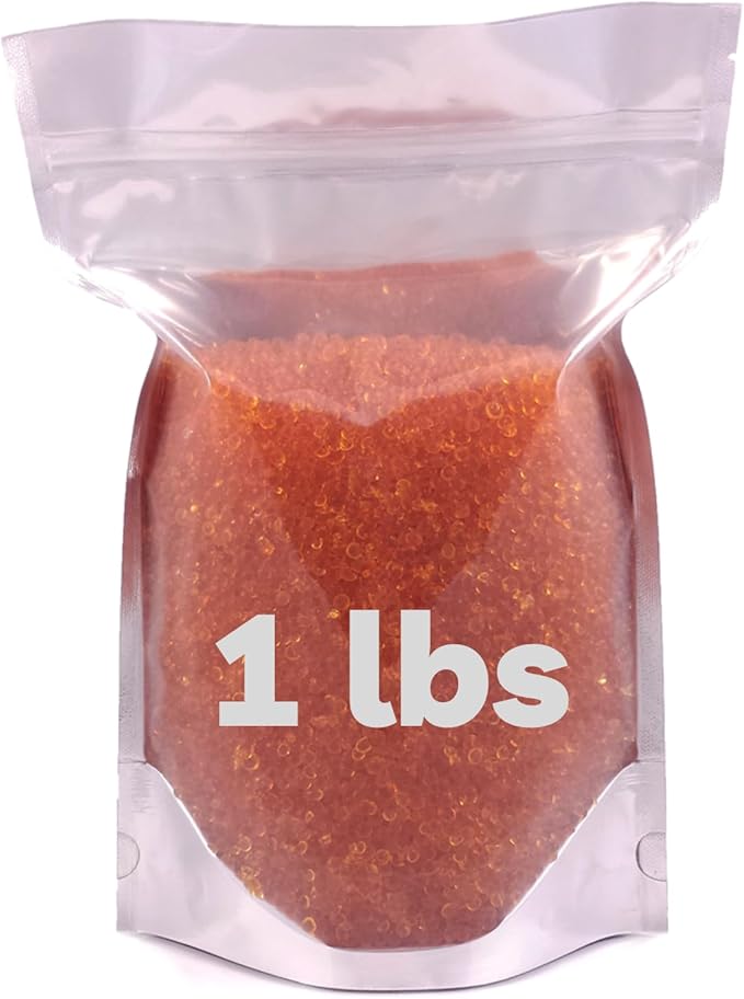 Silica Gel Beads Orange, 3-5mm | Orange Silica Gel Beads Turn to Green to Indicate Reactivation. Reusable Desiccant Beads Rechargeable Moisture Absorber Silica Gel (1.0 lb)