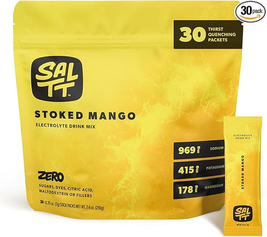 Keto Chow SALTT Electrolytes Powder Packets, Stoked Mango (30 Hydration Packets) - Magnesium, Potassium, Sodium, Trace Minerals - Vegan, Sugar & Gluten Free - Travel Essentials - Made in USA-FlexoryFit