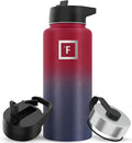 IRON °FLASK Camping & Hiking Hydration Flask with 3 Lids - Stainless Steel, Double Walled & Vacuum Insulated Water Bottle - Leak Proof & BPA Free 32 Oz