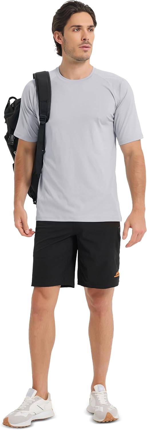 MAGCOMSEN Men's Short Sleeve UPF 50+ Sun Protection Shirts Quick Dry Athletic T-Shirt Hiking Running Swimming Rash Guard