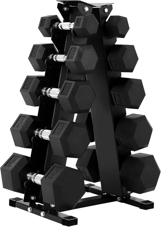 Hex Dumbbells Set, PVC Coated Exercises & Fitness Dumbbell Weights Set for Strength Training Home Gym-FlexoryFit