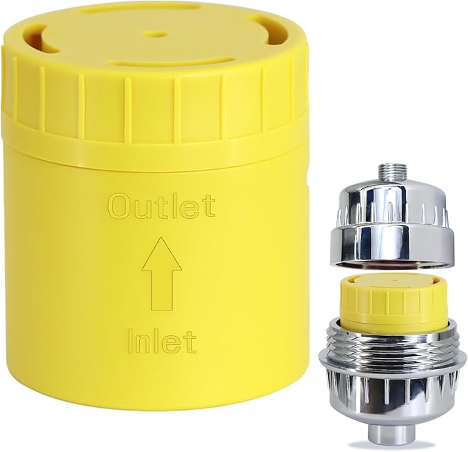 High Output Universal Shower Filter Replacement Cartridge –Efficiently Remove Chlorine, Heavy Metals & dirt, Infused with Vitamin C Lemon Scent – Fit Famous Showerhead Filters Brand(1 Pack)