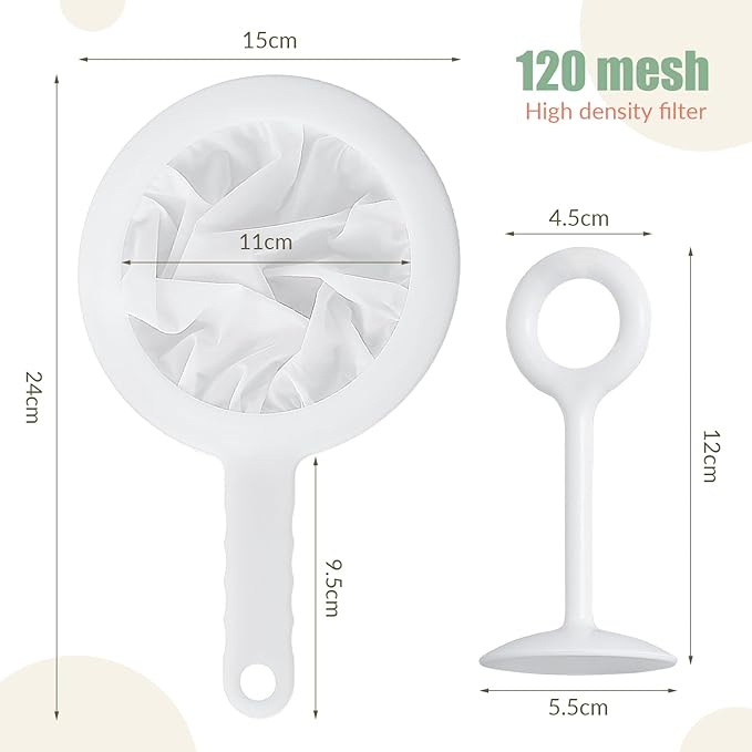 2 Pack Fine Nylon Mesh Strainer,Reusable Mesh Filter Bags for Filter NutMilk, Coffee, Milk, Butter, Juices and Fresh Cheese (120 Mesh)