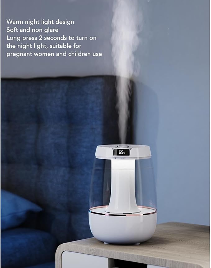 Portable Mini Humidifier, Air Humidifier White Double Spray Quiet USB 3L Large Capacity Mist Humidifier for Home, Living Room, Bedroom, Office & Car