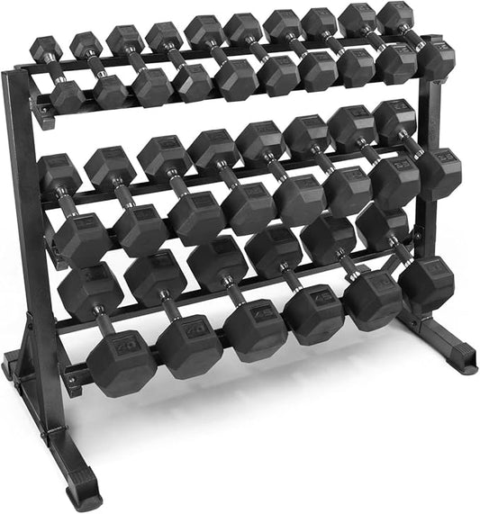 WF Athletic Supply Rubber Encased Hex Dumbbells with Rubber Grip Contoured Handle for Muscle Toning, Strength Building & Full Body Workout-FlexoryFit