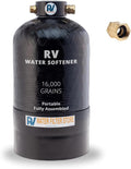 Essential RV Water Softener Portable 16,000 Grain w/o Custom Hose, Long Lasting for RVers Vanlife, 3/4" Fittings, Softens Hard Water When Traveling or Mobile Spot Reducing Car Washing