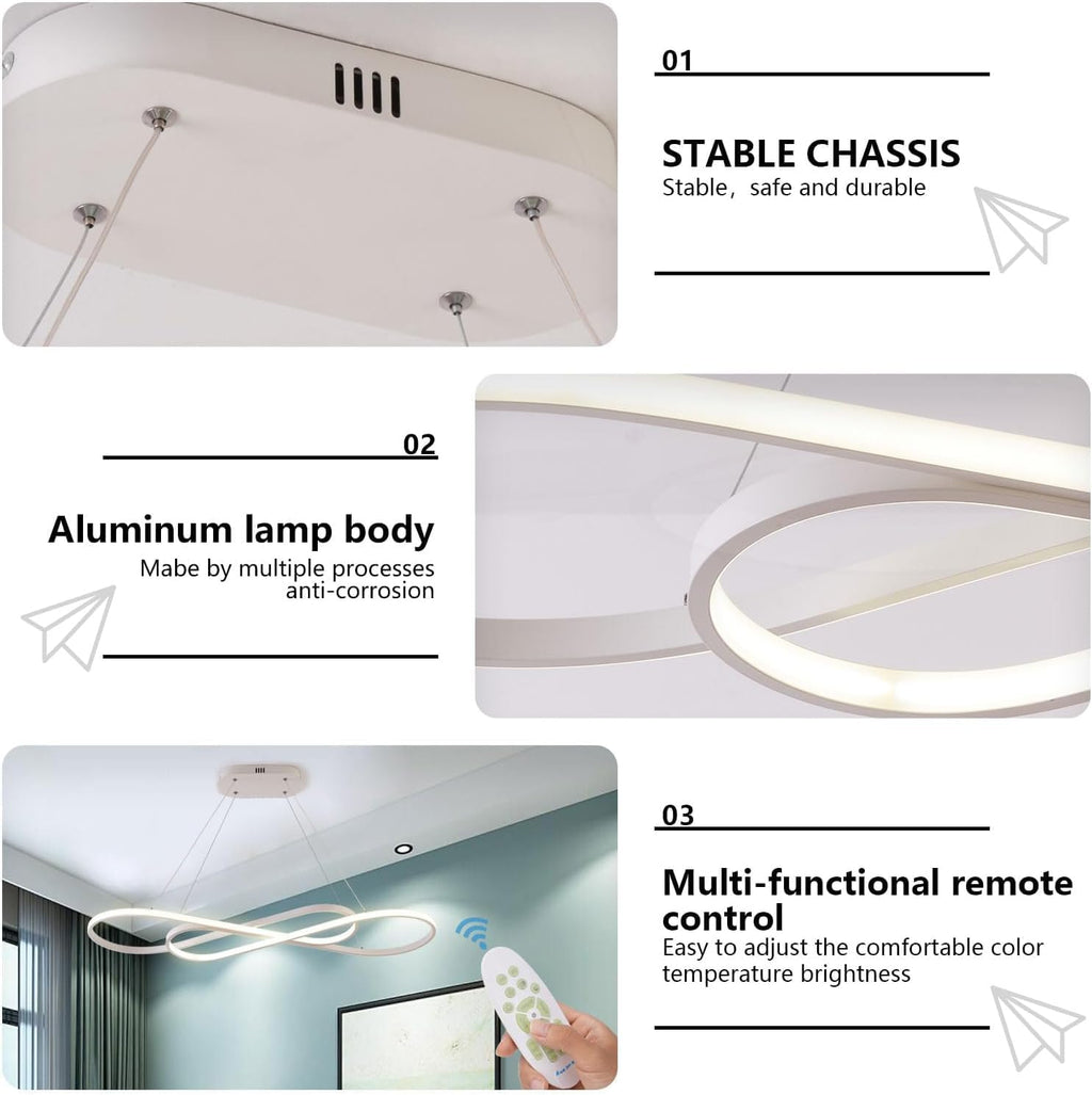 Led Pendant Lights for Kitchen Island Pendant Light Dining Room Chandelier Light Fixture, Dimmable Modern Led Chandelier,Adjustable Height Music Note Shape Modern Ceiling Light Fixture