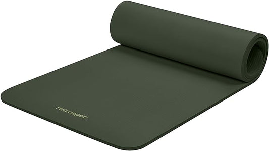 Retrospec Solana Yoga Mat 1/2" Thick w/Nylon Strap for Men & Women - Non Slip Exercise Mat for Yoga, Pilates, Stretching, Floor & Fitness Workouts-FlexoryFit