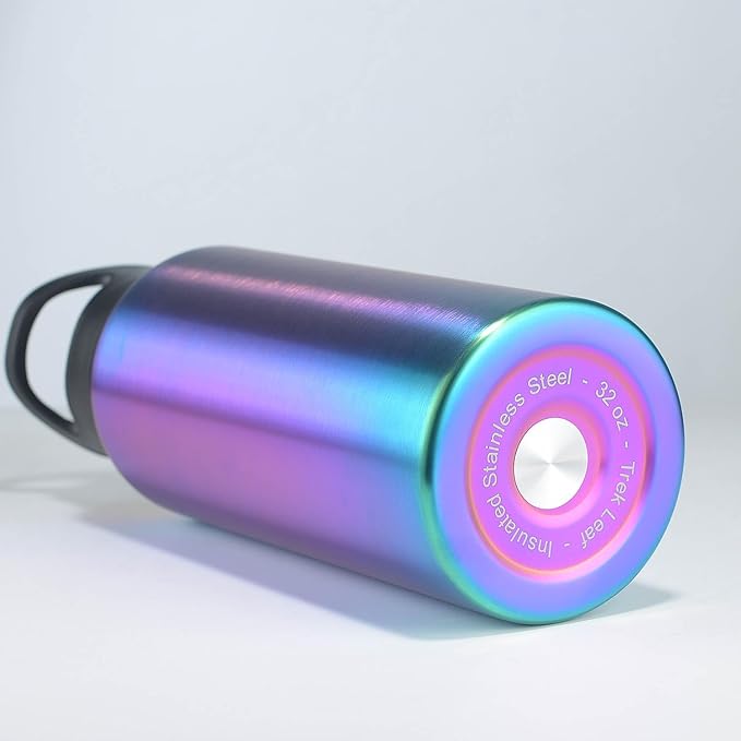 Travel Water Bottle with Carrying Bag, 3 Lids (Spout, Straw, Handle), and Bottle Brush; Leak Proof, Quality, Vacuum Insulated, Stainless Steel (Twilight, 64 oz)