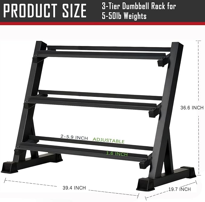 Yufer 6-10 Pair Iron and Rubber Coated Dumbbell Set 350/450 and 550 lbs 5-50 lbs Hand Free Weight for Strength Hex Rubber Weights with Vertical Storage Rack Fitness Home Gym Equipment-FlexoryFit