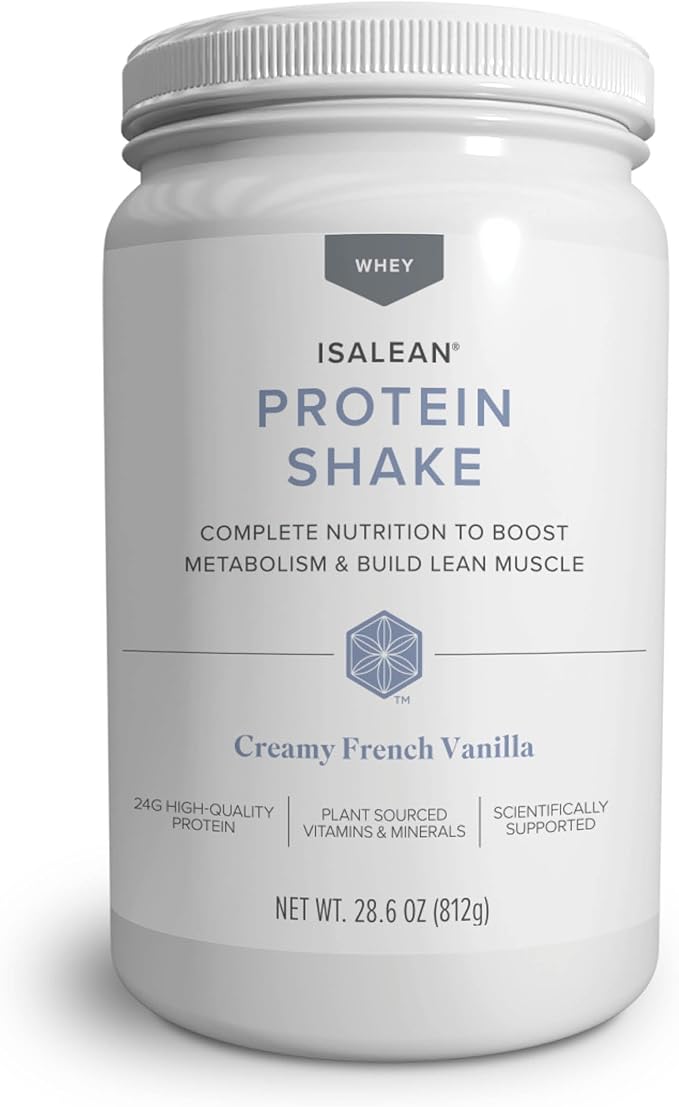 IsaLean Protein Shake - Complete Superfood Meal Replacement for Maintaining Healthy Weight and Lean Muscle Growth with 24 Vitamins and Minerals - 28.6 oz - 14 Meal Canister (Creamy French Vanilla)-FlexoryFit