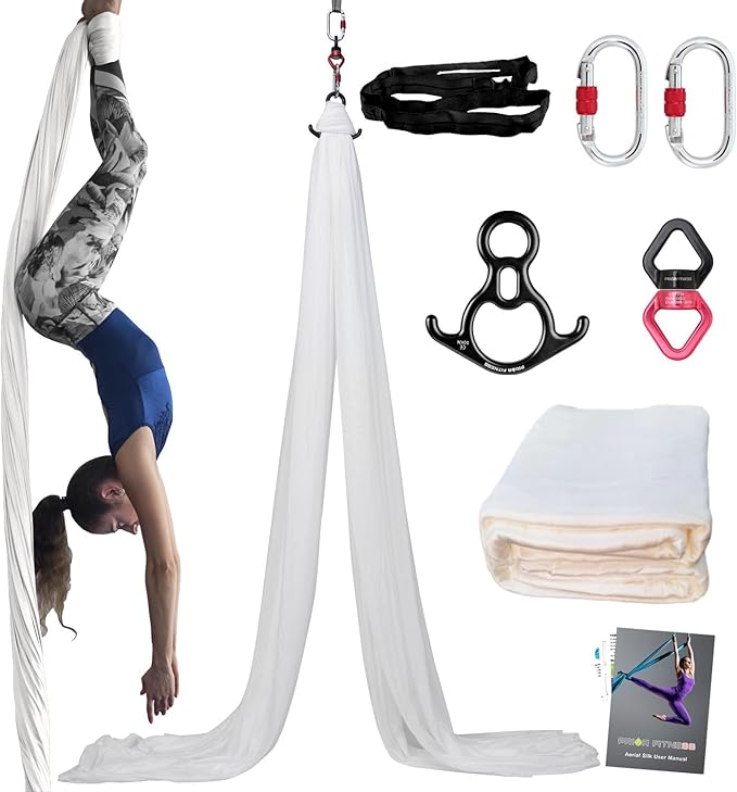 PRIOR FITNESS Aerial Silks Kit Colorful 9/15/20 Yards 40D Nylon Fabric Hammock Set With Hardware & Guide for All Levels Of Aerial Yoga Practice and Acrobatic Flying For Adults Aerial silk-FlexoryFit