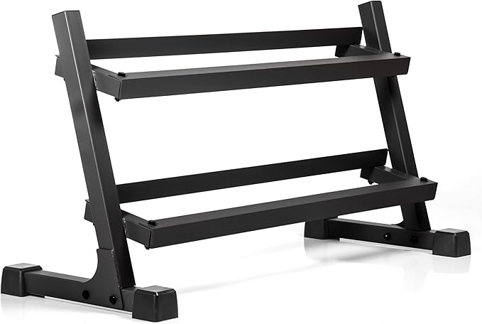 XMARK Dumbbell Set with Rack, Weights Dumbbells, Multiple Free Weights and Horizontal Storage for Home Gym Strength Training, Storage Rack Color Options-FlexoryFit