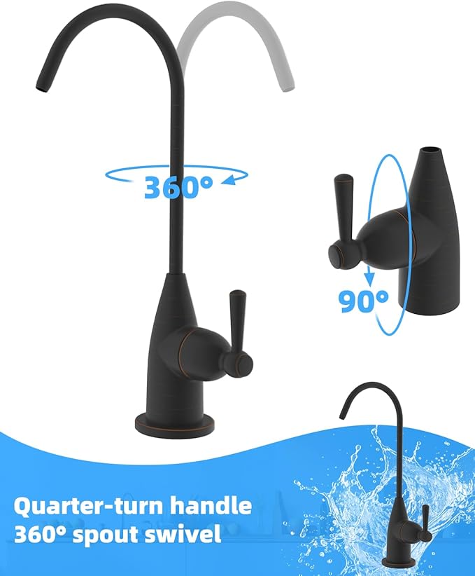 Hibbent Drinking Water Faucet for Bar and Kitchen Sink, Stainless Steel Reverse Osmosis RO Faucet for Under-Sink Filtration System, Oil-Rubbed Bronze Finish