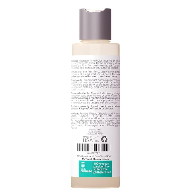 10% Glycolic Acid Face Wash - Exfoliating, Non Drying & Foaming AHA Cleanser - Anti-Aging, Skin Tone & Texture, Wrinkles, Pores, Blackheads - Sulfate Free, Oil Free, & Low PH - 6 oz.-FlexoryFit