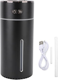 Portable Dual Spray Aromatherapy Diffuser and Humidifier with 300ml Water Tank for Smart Car Air Freshening (Black)