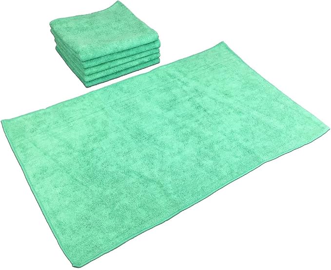 Arkwright Microfiber Gym Towel - Pack of 12 - Super Soft, Quick Dry Workout Sweat Towels, 300 GSM Lightweight & Absorbent for Sports, Working Out, Yoga, and Spa, 16 x 27 in, Green-FlexoryFit