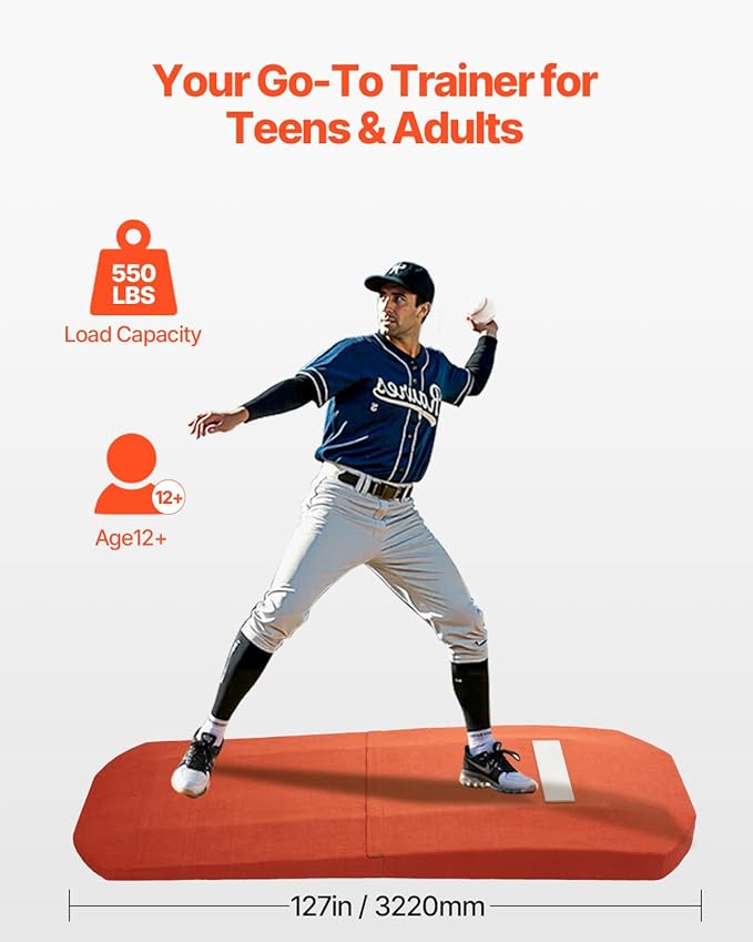 VEVOR Pitching Mound, Baseball Game Mound, Indoor/Outdoor Pitching Practice and Training Equipment, Softball Pitching Aids with Antifade Turf and Pitching Rubber-FlexoryFit