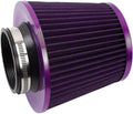muge racing 3-inch Cold Air Intake Filter 76mm, High Performance Clamp-On Engine Intake Air Filter, Washable Reusable & Universal Round Tapered Replacement Air Filter, Purple