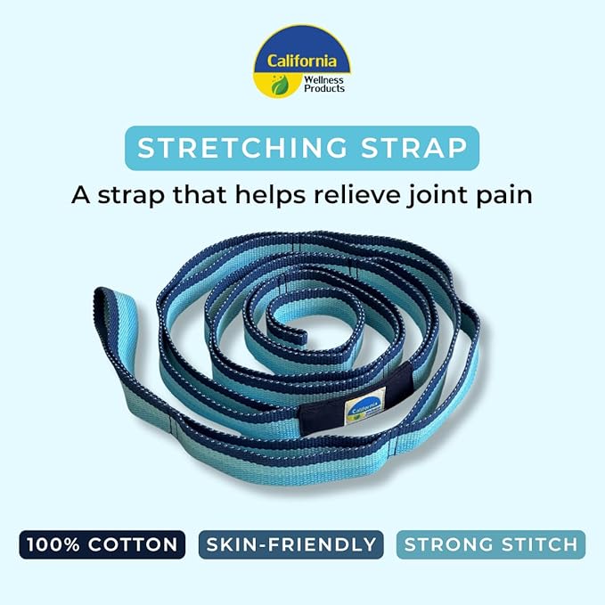 California Yoga Strap | Yoga Belt with Loops | 12 Multi Loop & Non-Elastic | Stretching Strap | Gym Workout & Exercise Bands | Physical Therapy | Improves Sitting Posture for Women & Men-FlexoryFit