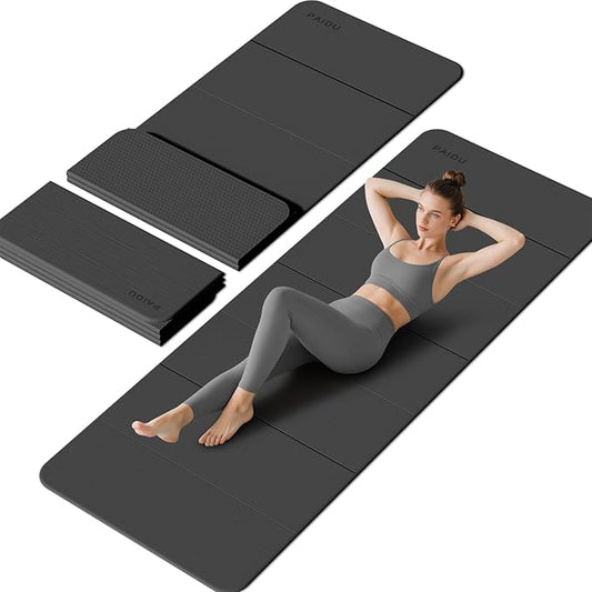 Foldable Yoga Mat - 10mm Extra Thick, 75"26" Non-Slip Exercise Fitness Mat | SGS Eco-Certified, Portable for Yoga/Pilates/Studio/Home Workout-FlexoryFit