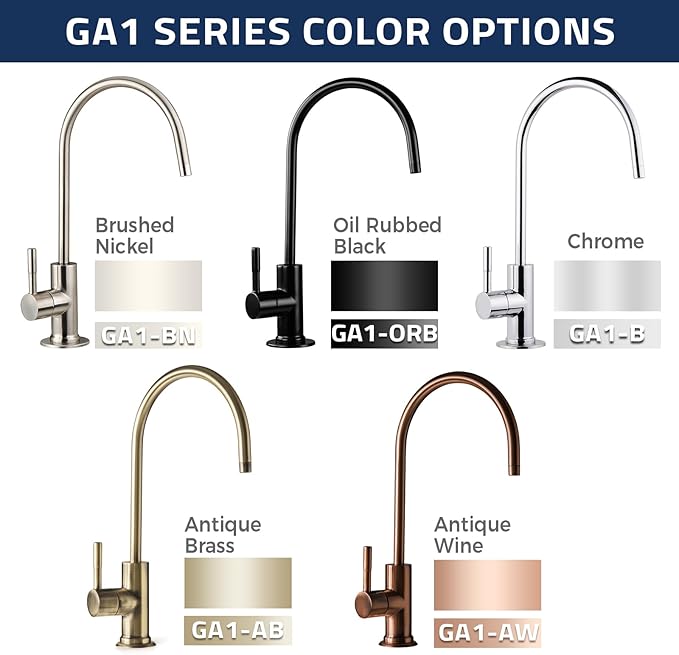 iSpring GA1-ORB Lead-Free Reverse Osmosis, Kitchen Bar Sink RO Drinking Water Faucet, Contemporary Style, High Spout, Oil Rubbed Black - 1/4"
