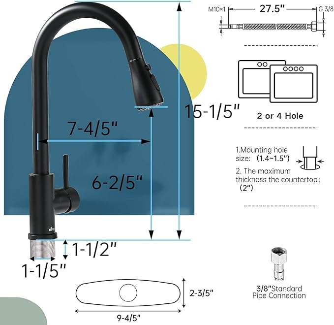 APPASO Black Kitchen Faucet with Soap Dispenser, Matte Black S304 Stainless Steel Modern Sink Faucets with Pull Down Sprayer 3 Modes, High Arc Single Handle Non Leakage, Easy to Install