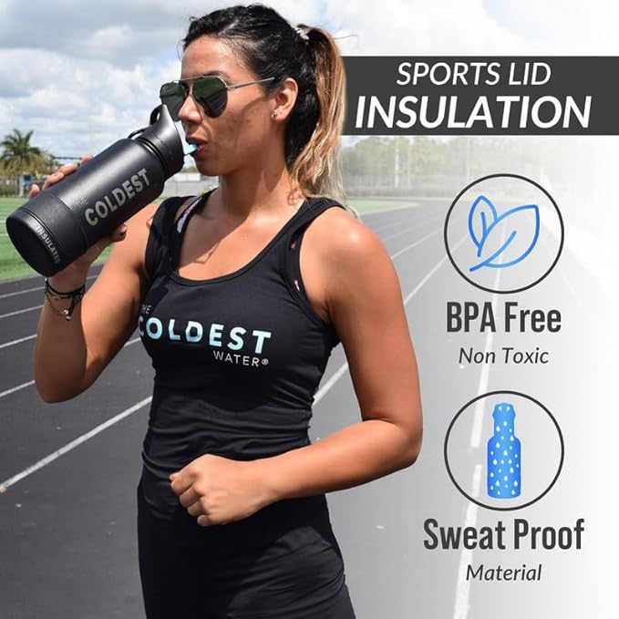 Coldest Insulated Water Bottle with Straw Lid - Stainless Steel Metal Insulated Bottle for Men & Women (Golden Rose Glitter, 32 oz)
