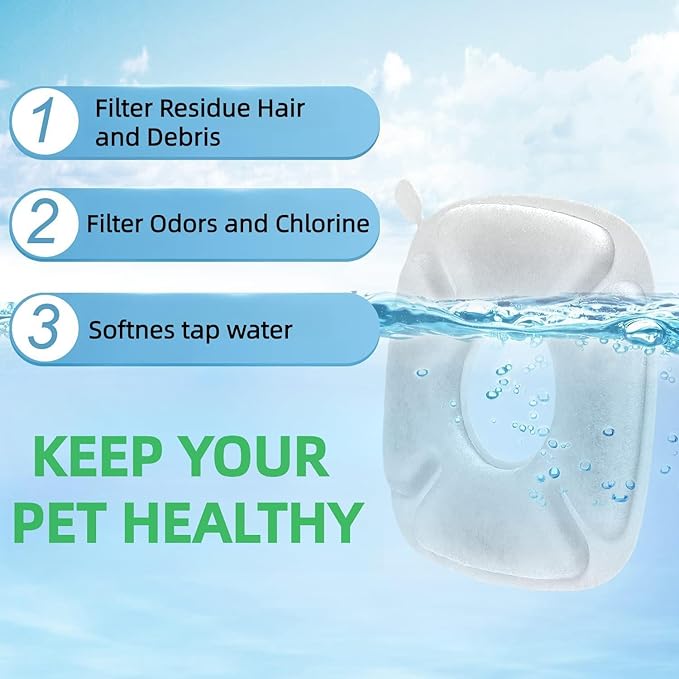 4inch Cats Fountain Replacement Filters with Pre-Filter Sponges for 67oz, 95oz and 135oz Pet/Cat Automatic Water Fountain Dog Water Dispenser