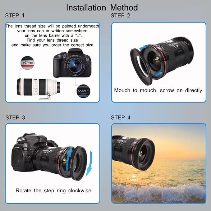 YAMAFOO 72mm to 58mm Step-Up Ring/Step Down Rings Filter Adapter - Image 7