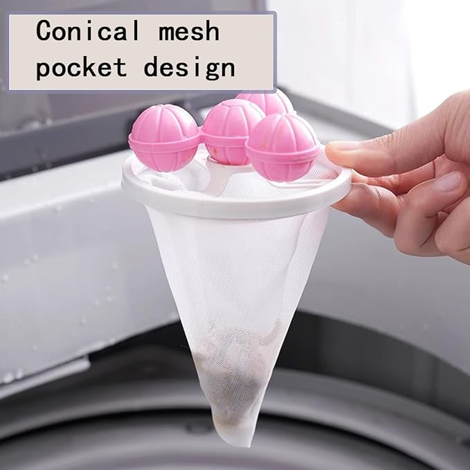 6 PCS Hair Filter Bag Floating Lint Catcher for Washing Machine Pet Hair Catcher Reusable Washing Hair Filter Cleaning Mesh Bag Dog Cat Hair Remover for Laundry(2 Styles