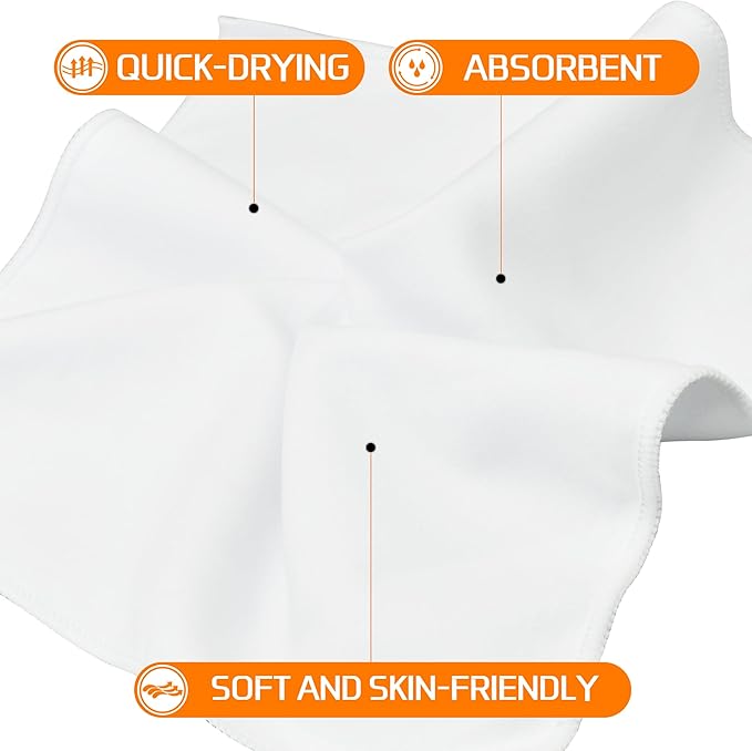 12 Pack Sweat Absorbing Handkerchiefs,Gym Workout Towels Microfiber Sweat Rags Towels for Men & Women, Running Sports accessories Small Cloth for Face Hand,Black Hankies (10" x 10")-FlexoryFit