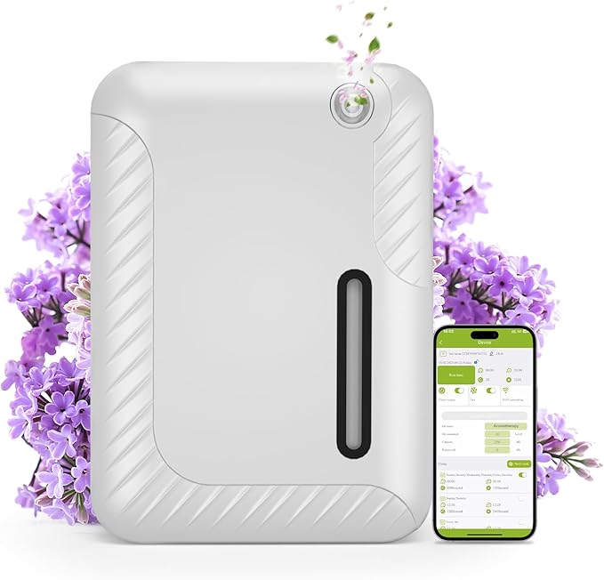 Waterless Essential Oil Diffuser for Large Spaces, 250mL Capacity, Covers up to 2300 sq.ft, with Smart WiFi APP Control, Programmable Timer Settings, for Home Office Commercial Aromatherapy, White