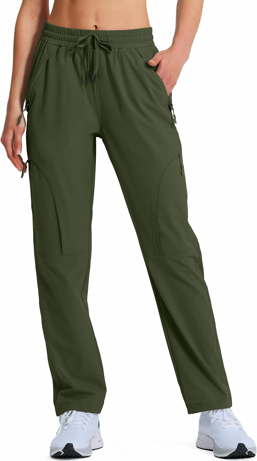 Women's Hiking Pants Quick Dry Lightweight Cargo Pants UPF 50 Water Resistant Zipper Pockets for Golf Travel Work Camping