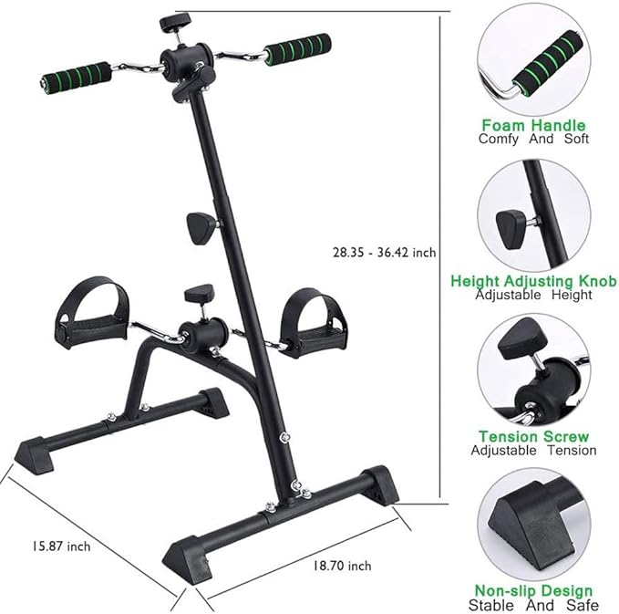 Pedal Exerciser Bike Hand Arm Leg and Knee Peddler Adjustable Fitness Equipment for Seniors, Elderly Home Pedal Exercise Bike for Total Body, with Gift Box-FlexoryFit