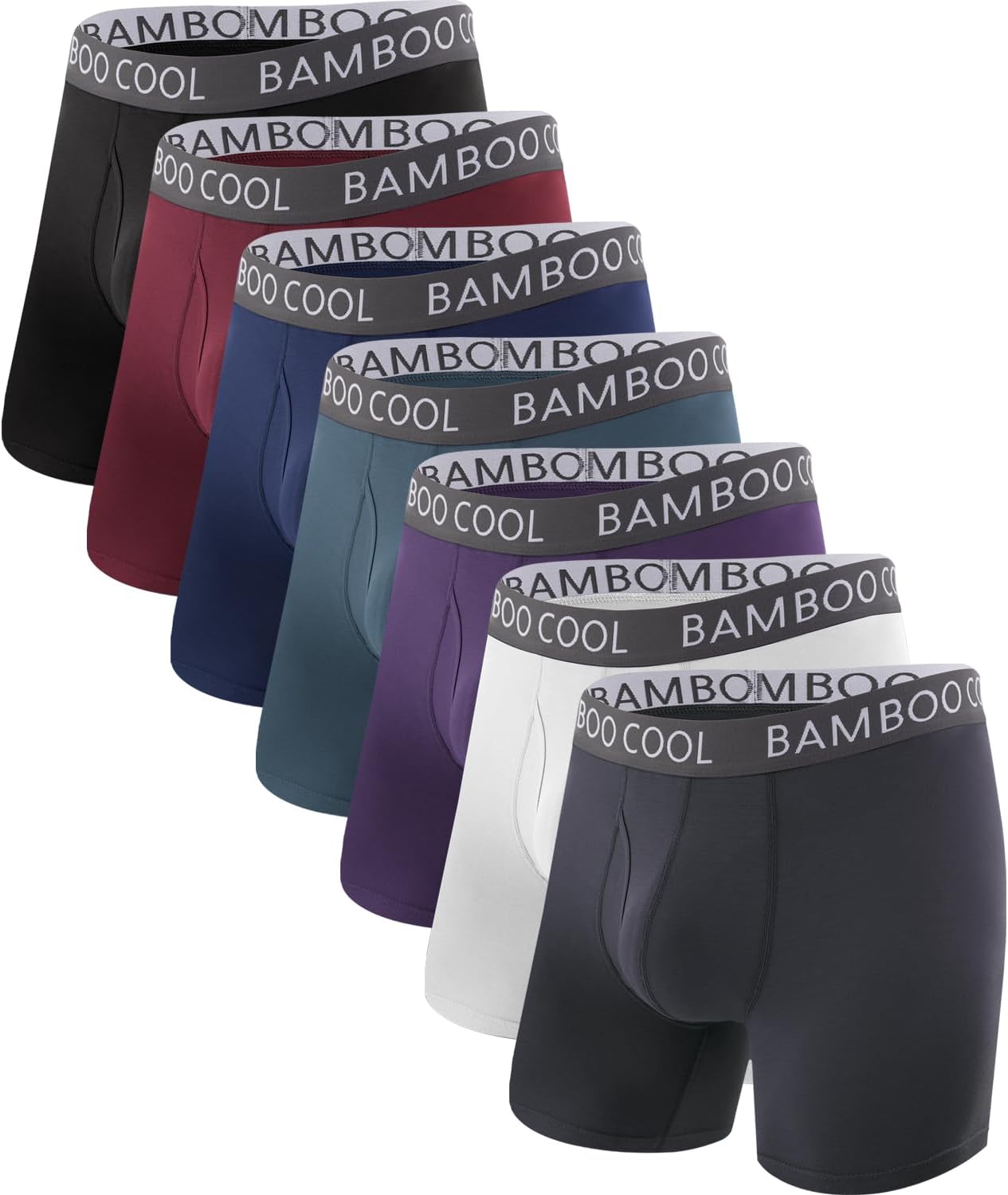 BAMBOO COOL Men's Ultra ComfortSoft Underwear, Moisture Wicking & Breathable No Ride Up Boxer Briefs with Fly, Multipack