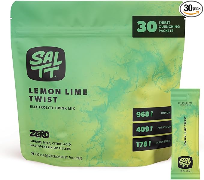 Keto Chow SALTT Electrolytes Powder Packets, Lemon Lime Twist (30 Hydration Packets) - Magnesium, Potassium, Sodium, Trace Minerals - Vegan, Sugar & Gluten Free - Travel Essentials - Made in USA-FlexoryFit