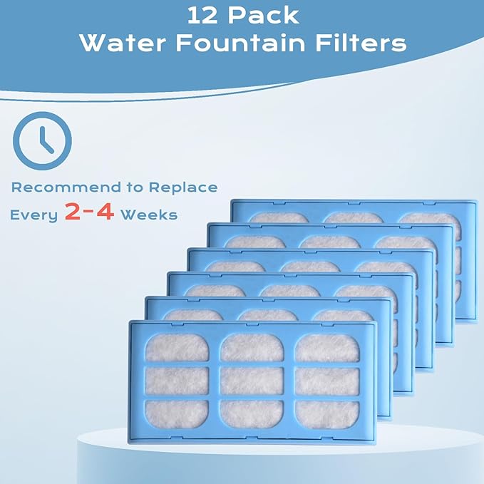 Cat Water Fountain Filter, 12 Pack Compatible with Cat Dog Mate Fountain Pet Cartridges Filter Replacement...