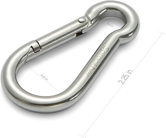 sprookber Stainless Steel Carabiner Spring Snap Hook - 304 Stainless Steel Heavy Duty Clips, Set of 4