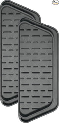 Crystala Filters Non-slip Cuttable fridge water Dispenser Drip Tray, Fridge Water Dispenser Drip Tray Prevents Water Splashes, 2 Pack (Rectangular, Black)