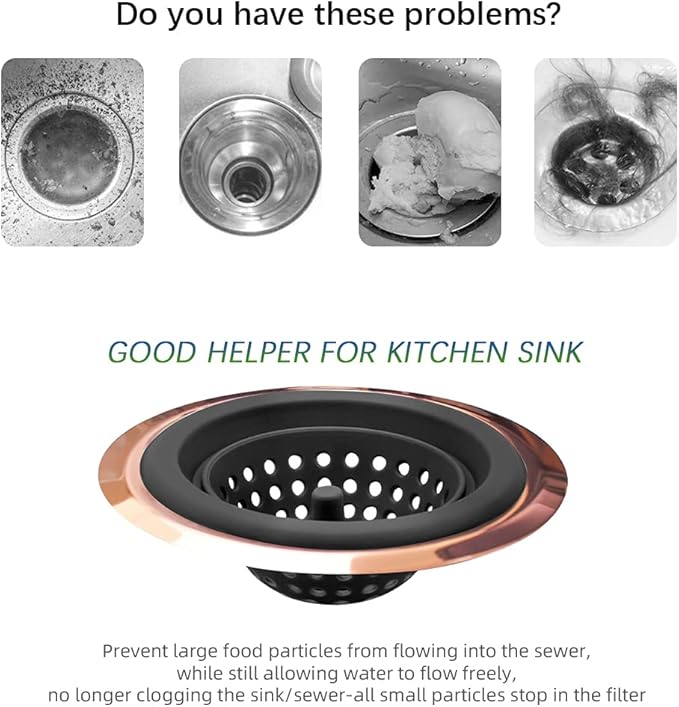 Kitchen Set of 2 Sink Strainers, Flexible Silicone Good Grip Kitchen Sink Drainers, Traps Food Debris and Prevents Clogs, Large Wide 4.5’ Diameter Rim