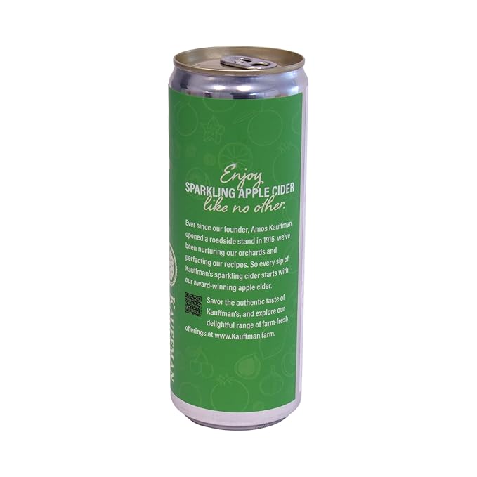 Kauffman Orchards Sparkling Apple Cider, 12 oz. Can (Pack of 6)-FlexoryFit