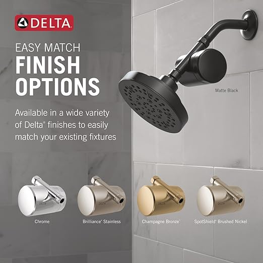 Delta Faucet 5-Setting Shower Head Gold with Clarifi Standard Shower Filter Attachment with Filter