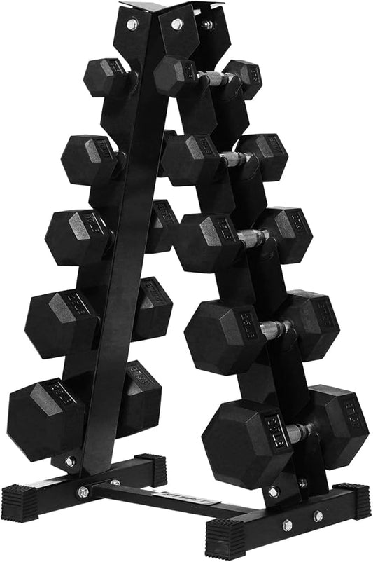 RITFIT 300/350/450/650/180/200/210 LB Rubber Hex Dumbbells Set with Optional Dumbbell Rack, Multi Weight Set to Choose, Ideal for Home Gym and Fitness-FlexoryFit