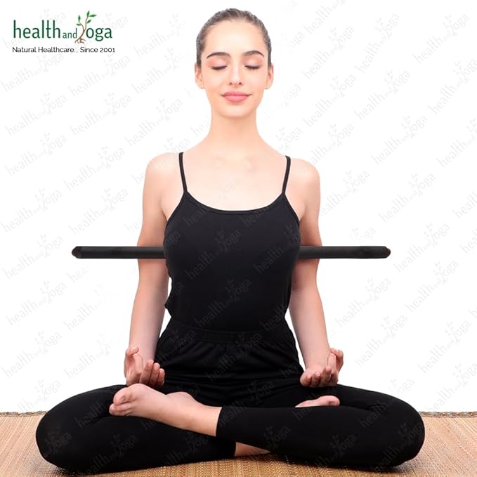HealthAndYoga™ StretchNHeal Collapsible Multi-Use Wooden Yoga Stick - Regular and XL - Portable Posture Corrector Pole, Stretch Mobility Stick, Physical Workout Exercise Dowel-FlexoryFit