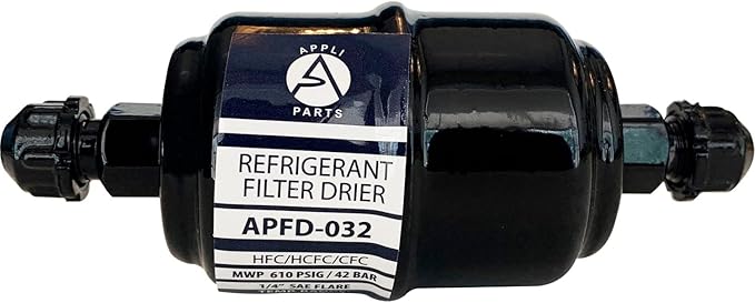 Appli Parts APFD-032 1/4 in Liquid Line Refrigerant AC Filter Drier hvac Refrigeration 032 SAE Flare connection universal unidirectional 4-1/2 in long 1-3/4 in wide