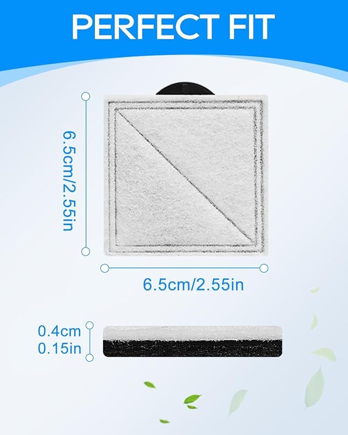 8 Pack Pet Water Fountain Filter Replacement Compatible with PetSafe Outlast Pumpless Fountains, Fit for Viva Cat Fountain Stainless Steel