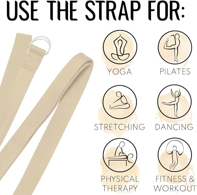 TECEUM Yoga Strap & Mat Strap – 2 IN 1 – Cotton – 6 ft 8 ft 10 ft (30+ colors) – Adjustable Non-Slip Belt for Yoga, Pilates, Stretching, Physical Therapy, Fitness & Home Workout – For Carrying Mats-FlexoryFit