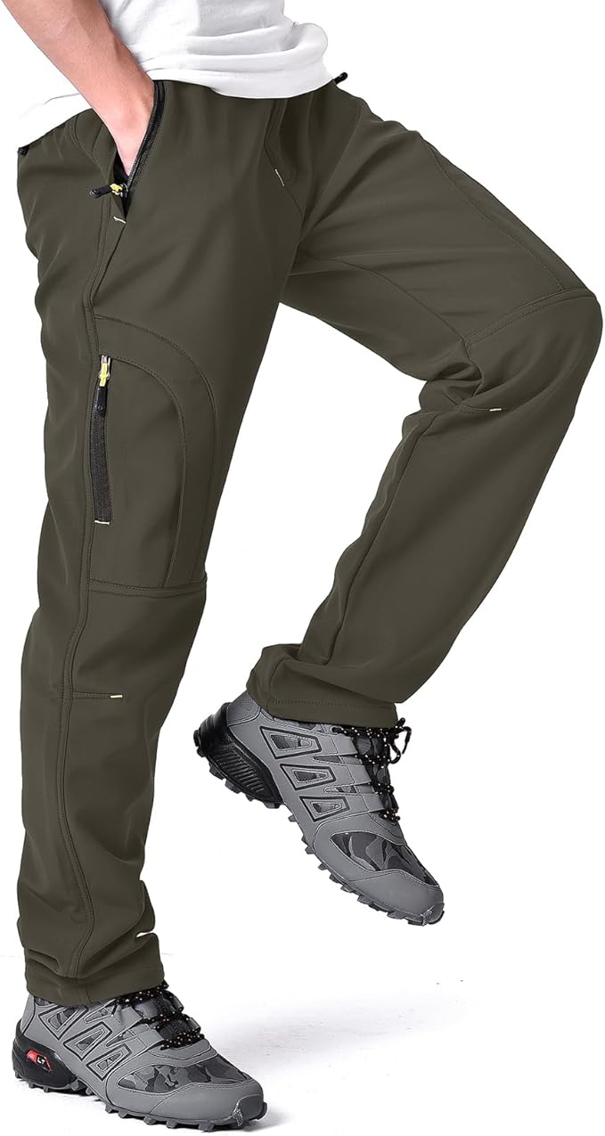 Toomett Men's hiking Snow Pants Skiing Winter Insulated Fleece lined Outdoor Water Repellent camping,walking,fishing-FlexoryFit