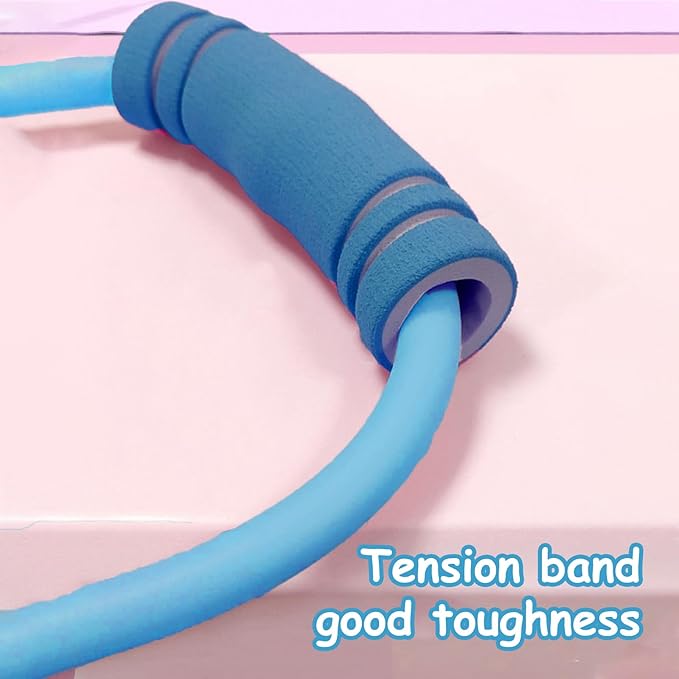 2 Pcs Figure 8 Resistance Band, Resistance Band with Handles, Suitable for Full Body Exercise, Strength Training, Flexibility, Exercise Elastic Rope, Suitable for Home, Gym (Blue)-FlexoryFit